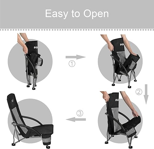 Miniatura 6 de G4Free Silla de playa de cabestrillo bajo, silla de playa portátil plegable, silla de camping para adultos con respaldo de malla y asiento bajo,