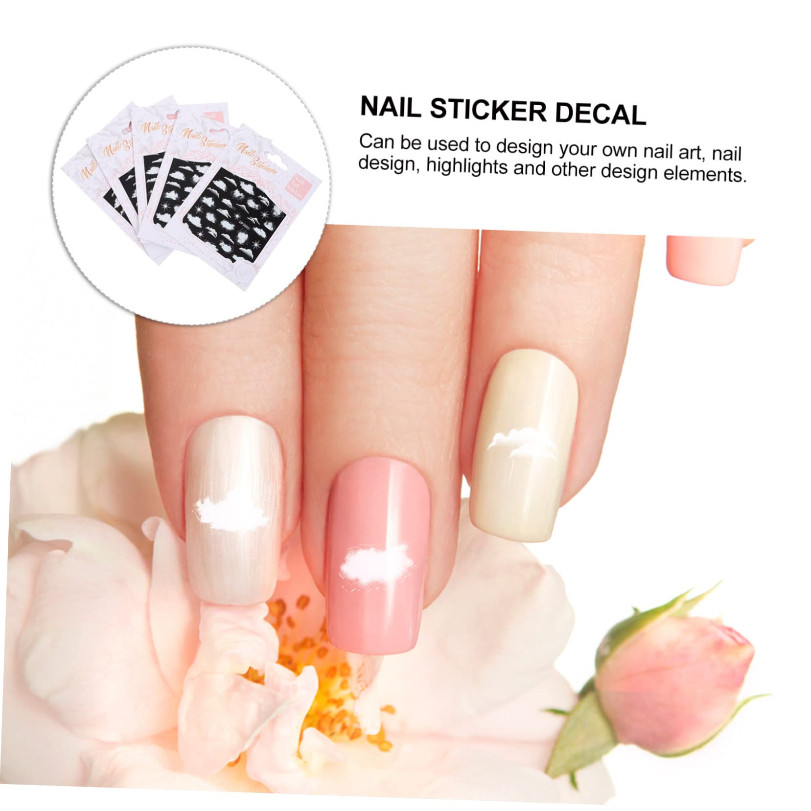 Housoutil 25hojas Pegatinas De Uñas Autoadhesivas Para Diseño Calcomanías De Manicura Para Mujeres y Decoración De Uñas