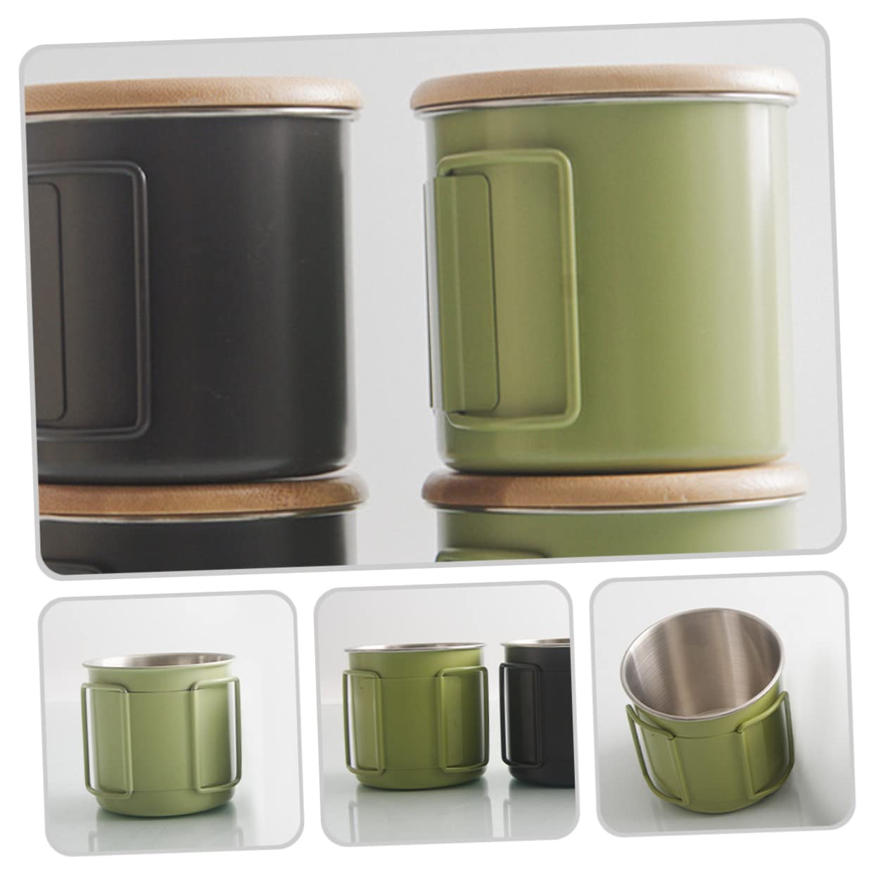 VANZACK 5stücke Faltbarer Campingbecher Mit Griff Multifunktionale Outdoor Tasse Für Wasser Kaffee Und Getränke Tragbar Und Leicht Für Camping Und Grün