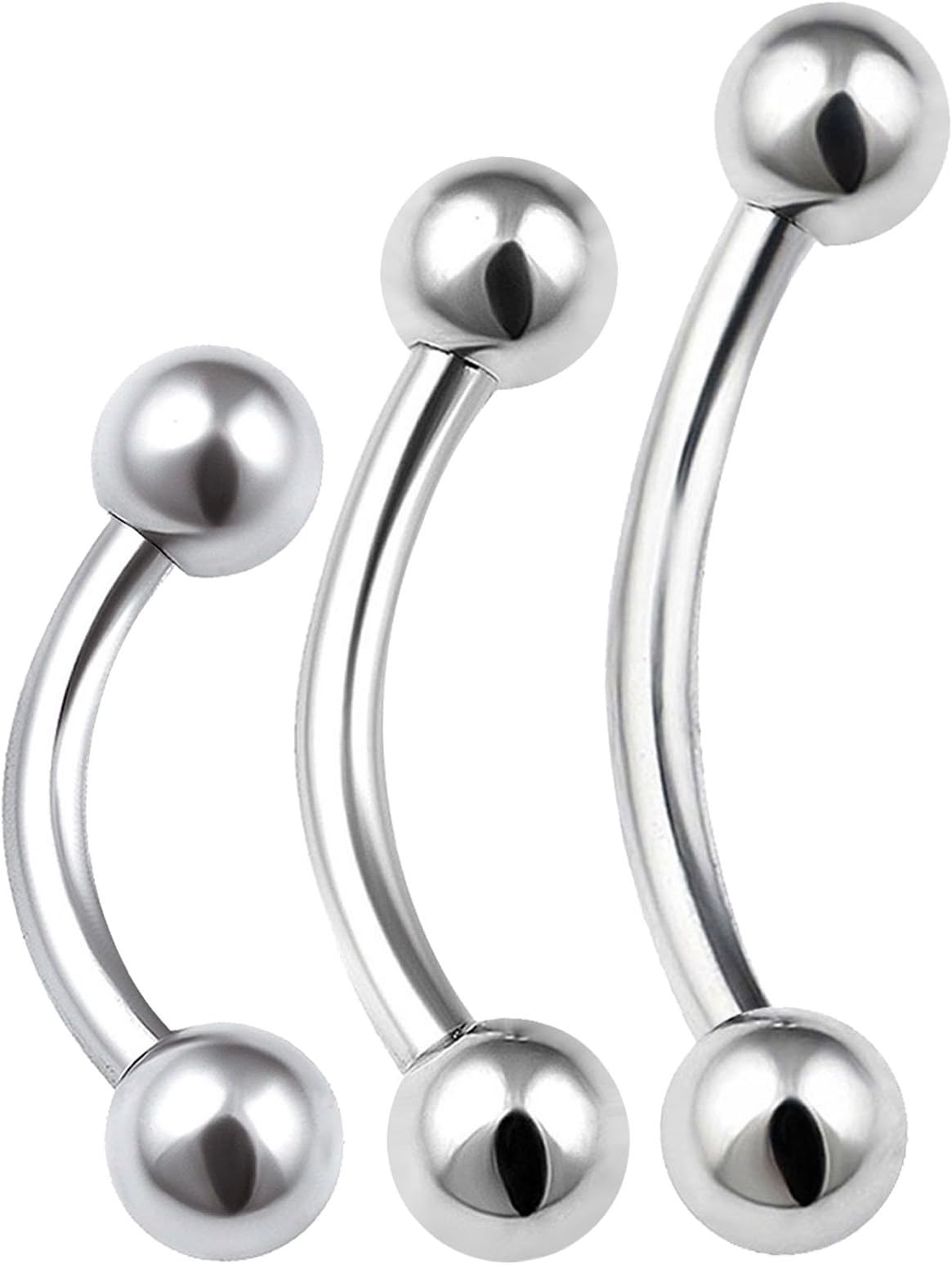 3pcs 18g 1mm small gauge curved barbell banana Surgical Steel Rook Conch Labret Helix Lip Ring Tragus Eyebrow Cartilage Ball