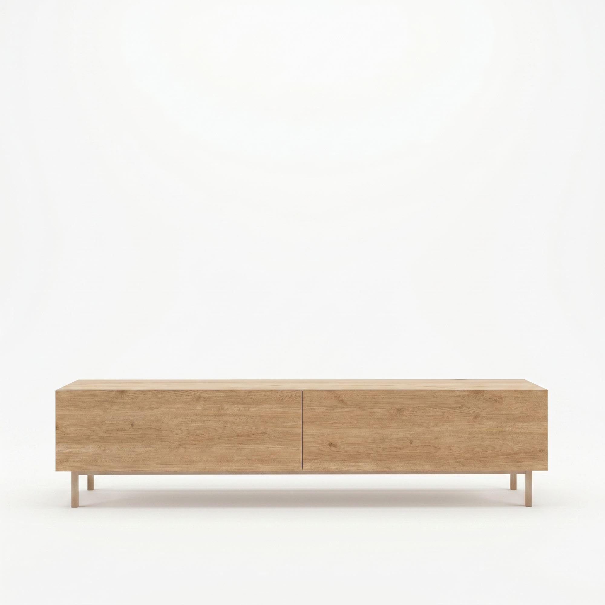 Hanah Home Modern Oak TV Stand, 180 cm, 100% Melamine Coated Particle Board, Beech Wood Legs, 18 mm Thickness | Stylish Scandinavian Design for Living Room