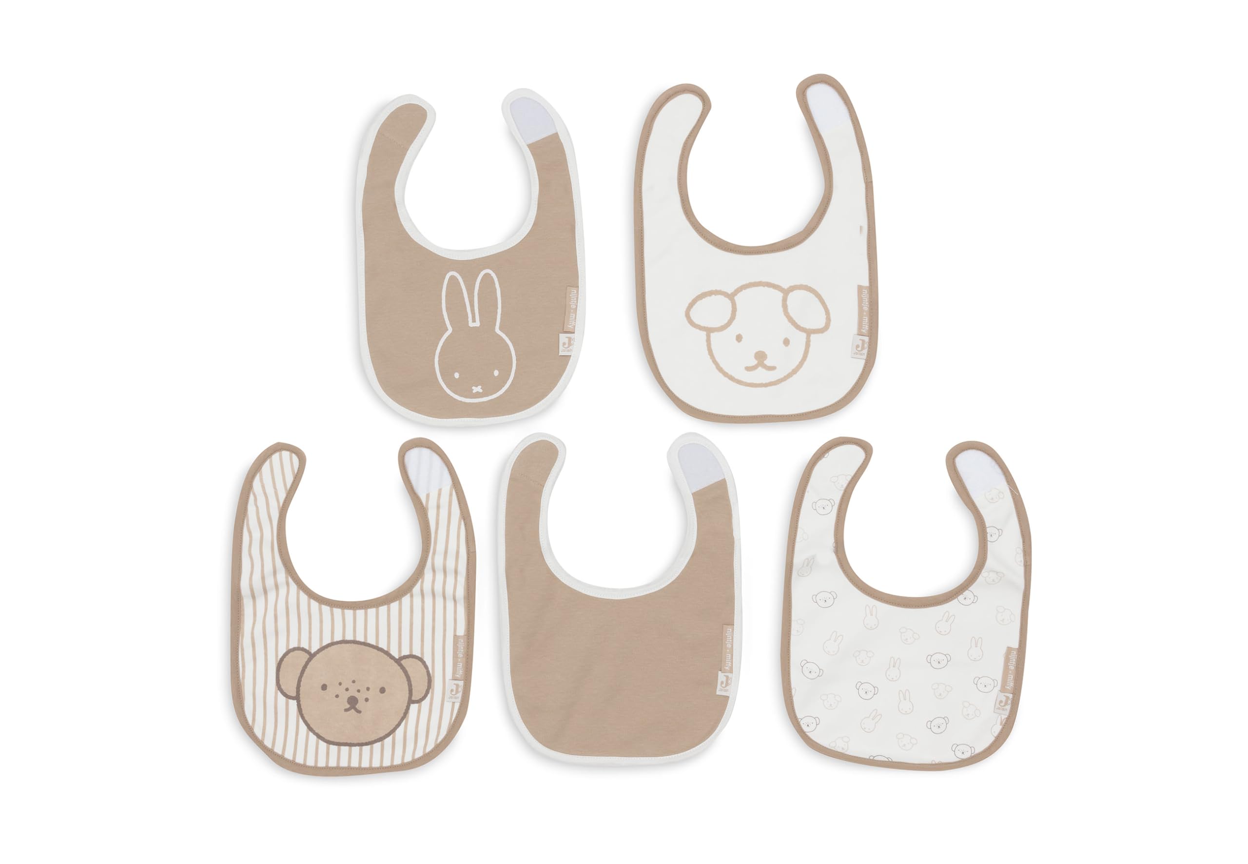 Jollein Baby Bibs - Miffy Heads - 5-Pack - Waterproof Bibs - with Velcro - Baby Bib - Bib Bandana, Miffy and Friends - Image 2