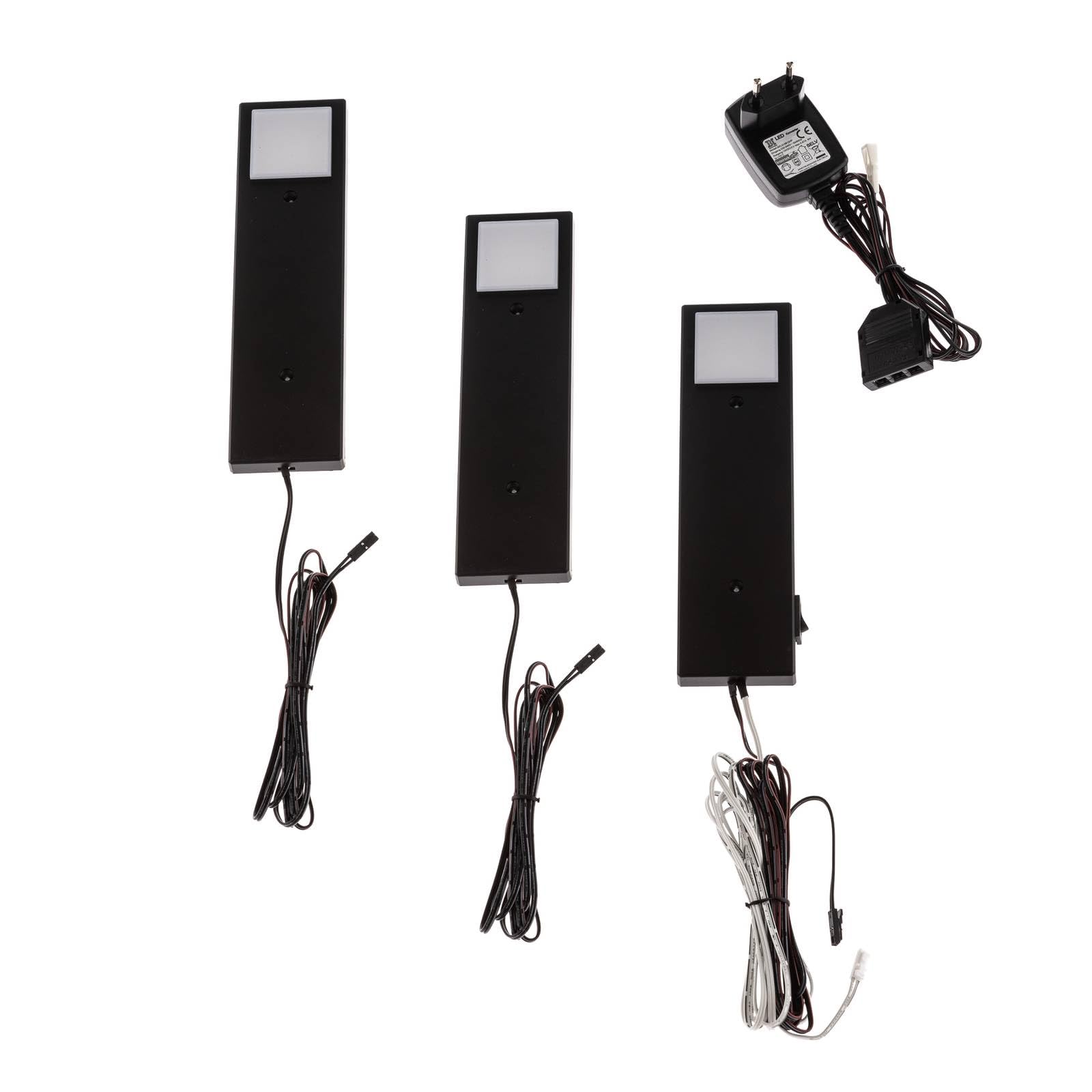 Lindby LED Lampes sous meuble Amaryll (Moderne) en Noir e. a. pour Cuisine (à 3 lampes,), Lampe