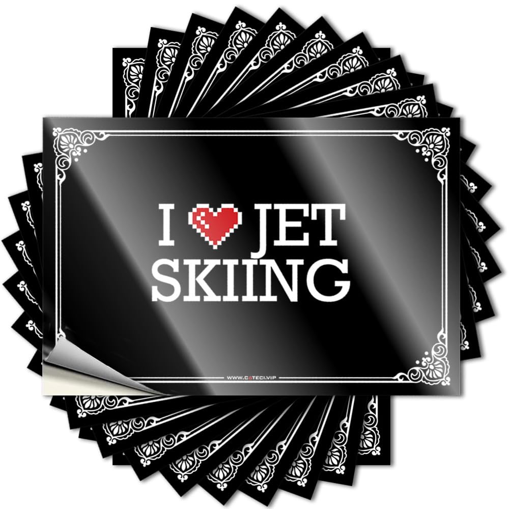 Decal Personalized Tiki Decorations Waterproof - I Love Jet Skiing Cover Self Adhesive Decal for Dart Use(8X12CM)