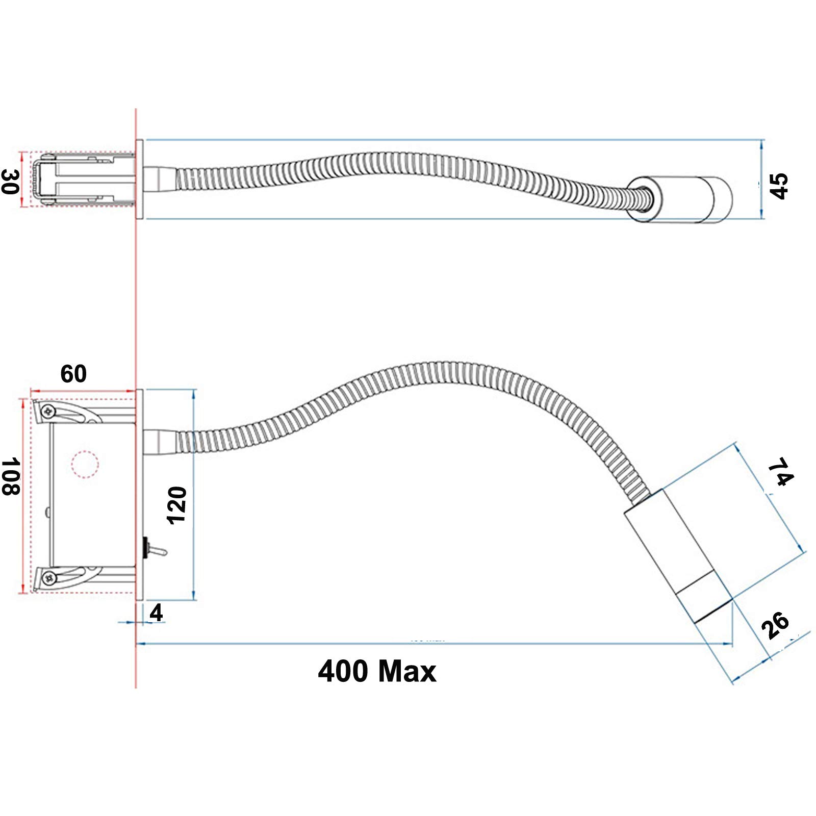 Flexibler Schwanenhals Wandleuchte, 360 ° Drehfunktion LED Leselampe mit Schalter, Flexible Nachttischlampen-Schüler Spotlight, 3W Wandmontage Bettleuchte, für Treppe Schlafzimmer Lesen,Bronze