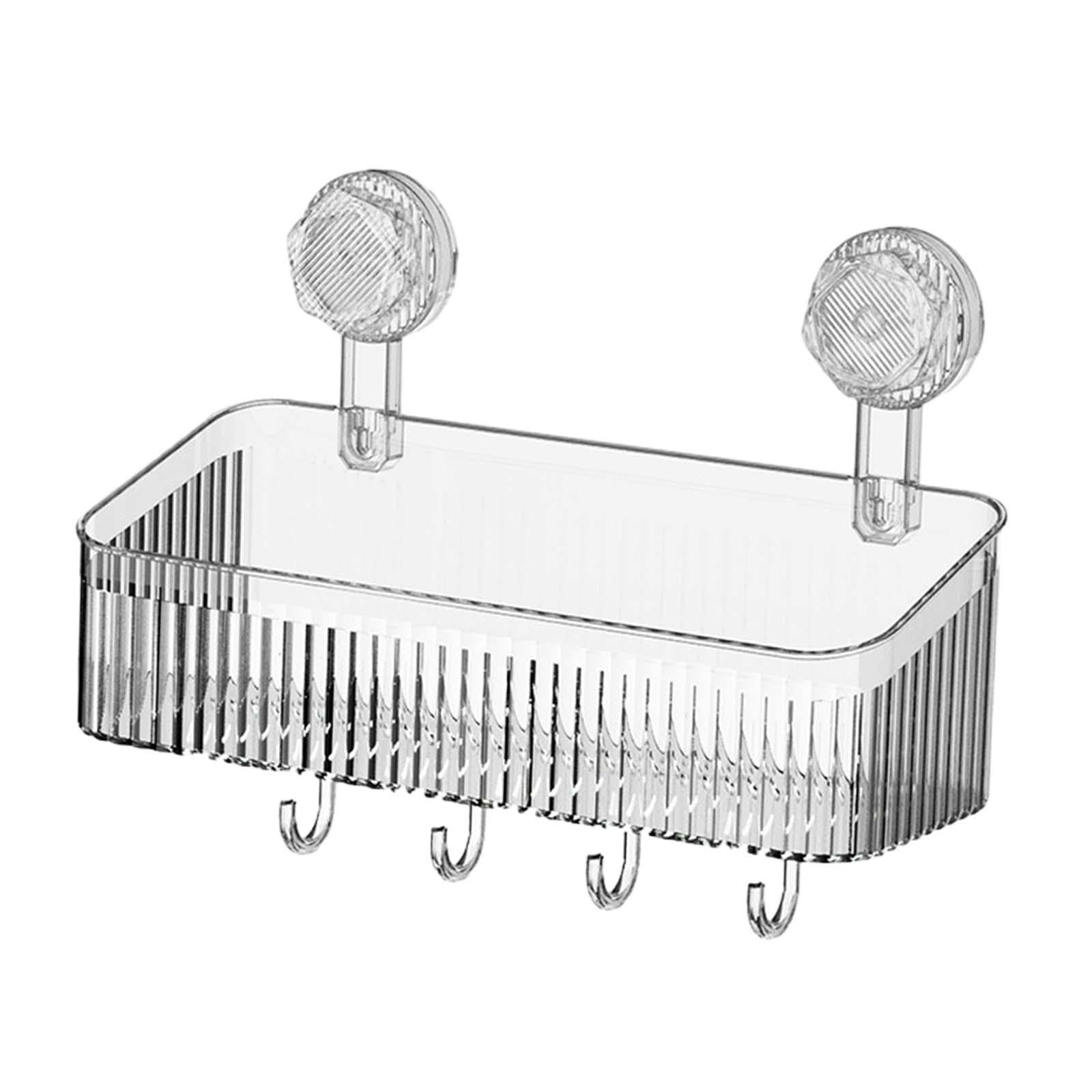Fenteer Shower Caddy Suction Cup Shower Basket Simple Wall Mounted Shower Shelf Practical Shower Organizer for Apartment Accessories