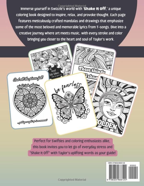 SHAKE IT OFF: Relaxing Coloring Book | Taylor Club | 50 Mandalas and Inspirational Quotes | Calm Down Activity for Adults and Teens (Coloring Books for Swiftie - Collection) - Image 2