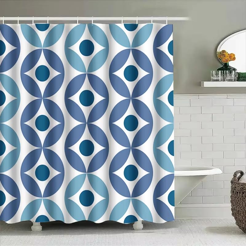Rideau de douche 200x200 lavable en machine : textile imperméable bleu - 4