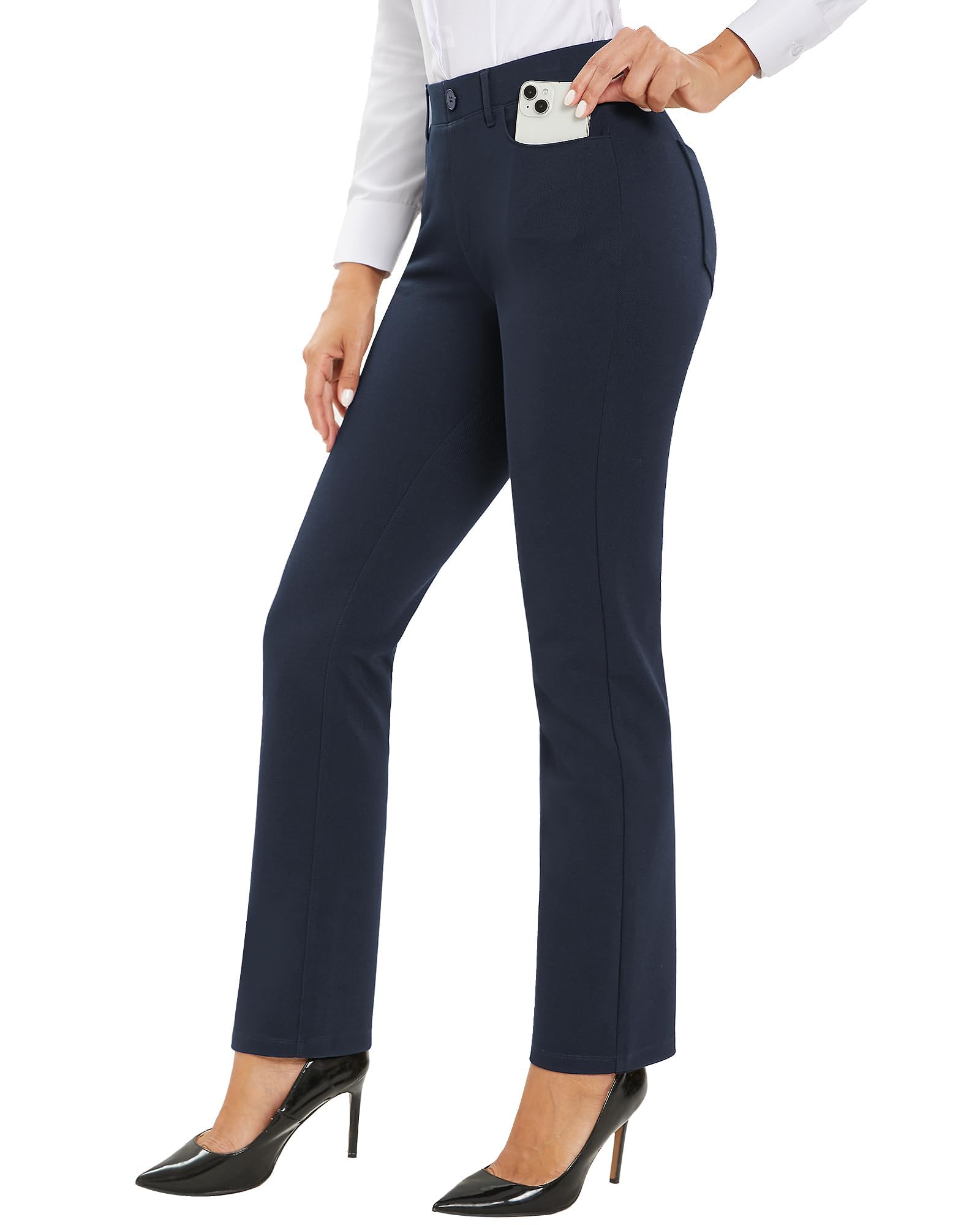 Stelle Women's Straight Leg Business Casual Dress Pants Navy