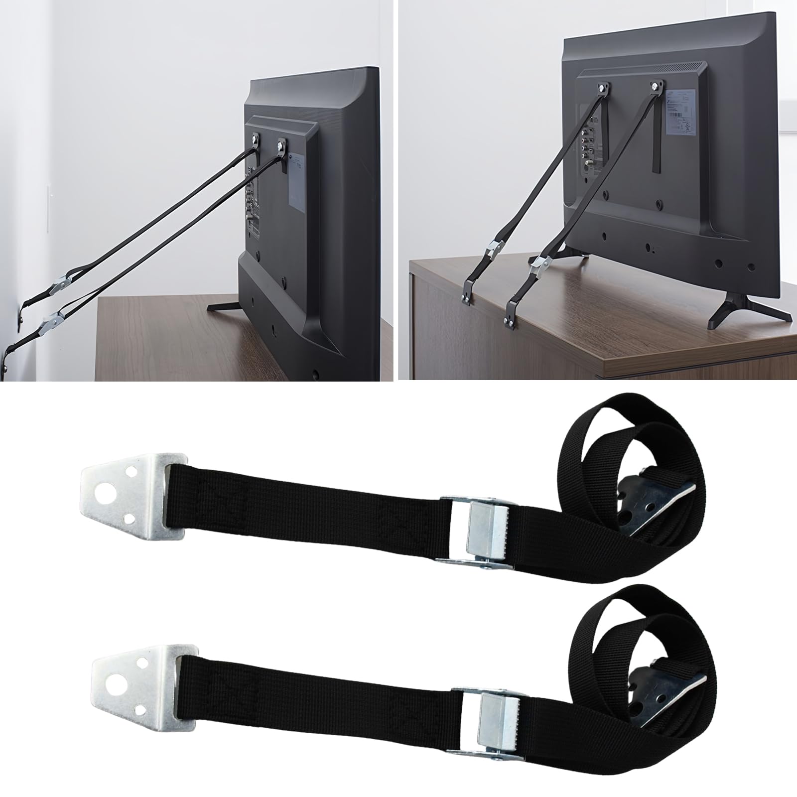 Heavy Duty TV and Furniture Anti-Tip Straps (Pack of 2), All Metal - Image 2