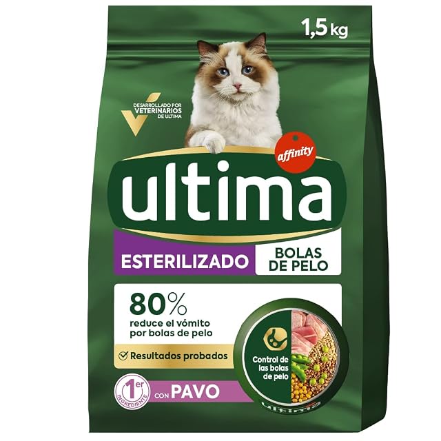 Ultima - Pienso para gatos adultos esterilizados Ultima bolas de pelo trucha 1,5 kg