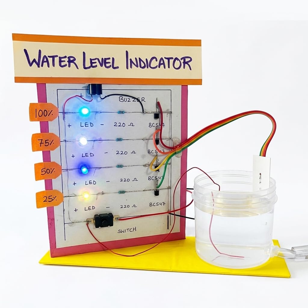 Water Level Indicator Science Project Kit for Students | DIY Water Level Alarm Model with LED & Buzzer | School Exhibition Working Model | STEM Electronics Kit for Kids & Beginners-image-12