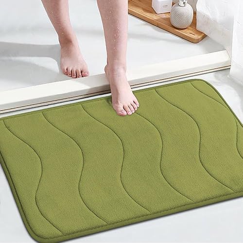 Miniatura 8 de Tapete de baño de espuma viscoelástica para baño, tapete de baño antideslizante, terciopelo grueso, suave y cómodo, absorbente de agua, lavable a