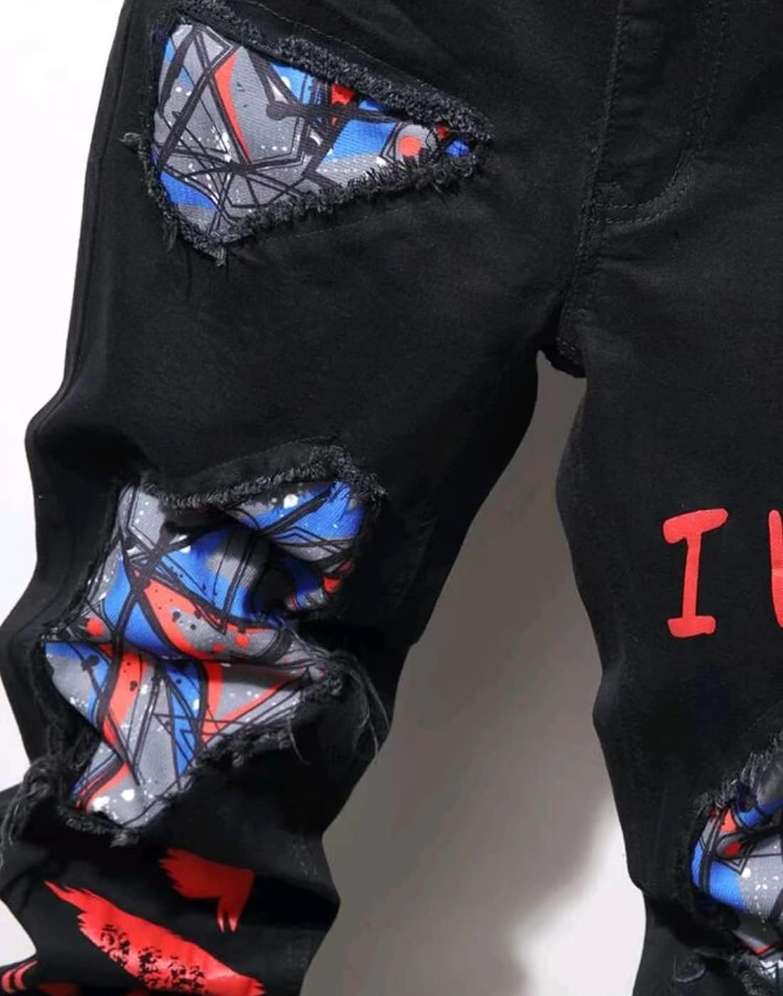Boy's Skinny Fit Ripped Destroyed Distressed Stretch Slim Jeans Pants image 2