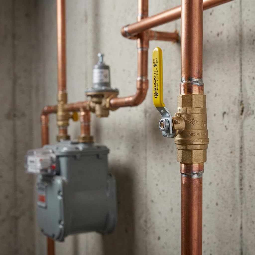 Suinga Llave de Paso Latón Gas 3/4'' 25mm | Válvula Bola Homologada para GAS Canalizado | PN5 | Válvula Palanca 3/4'' Macho Fontanería | Válvula EM Montante 3/4'', dorado