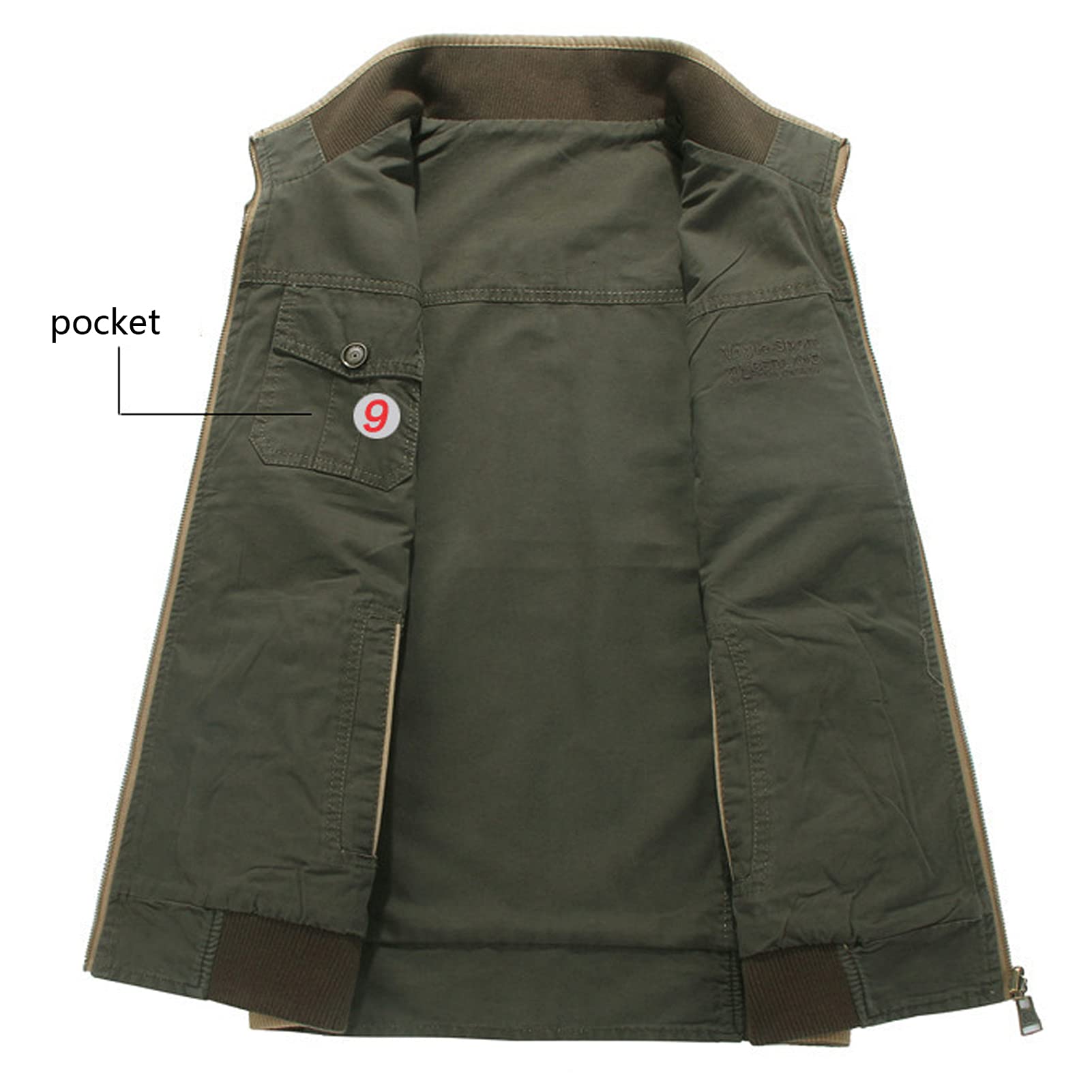 Gilet da Uomo Multi Tasche Gilet Outdoor Reversibile Caldo Gilet Cotone Top Pesca Giacche Da Viaggio Giornalista Capispalla