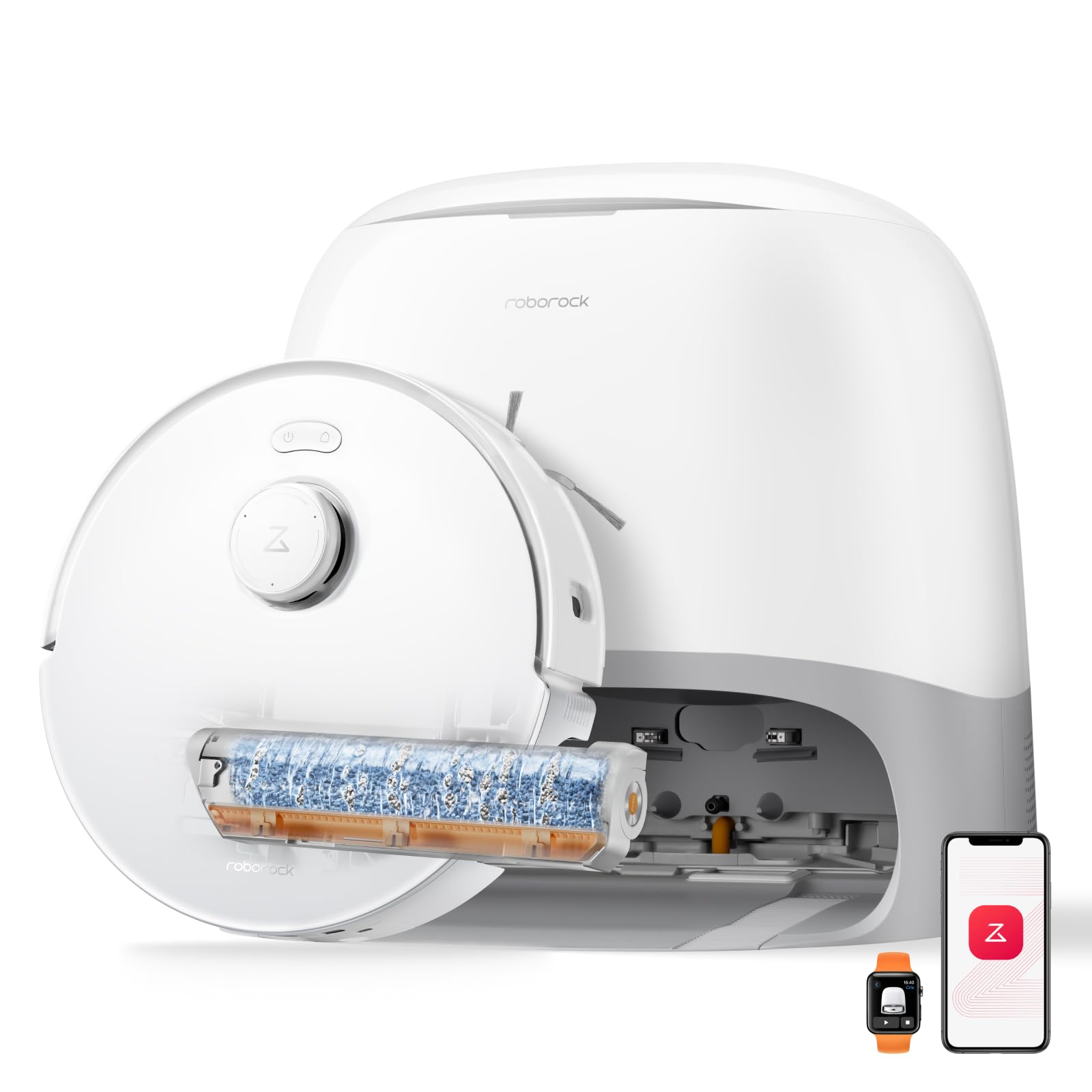 roborock Qrevo Curv 2 Flow Robot Vacuum and Mop, SpiraFlow Real-Time Self-Cleaning Roller Mop, 20,000Pa, Dual Zero-Tangle System, AI Obstacle Avoidance, Heat-Washes & Dries Mop, Carpet Protection