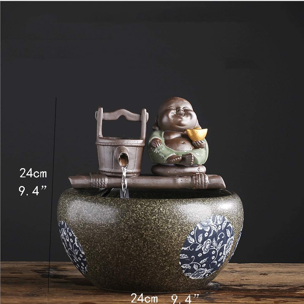Fontaine de Table d’intérieur, Fontaine Cascade décorative, en céramique, Motif Poisson, avec Pompe à Eau, pour Salon, Bureau, Chambre, Coin Lecture