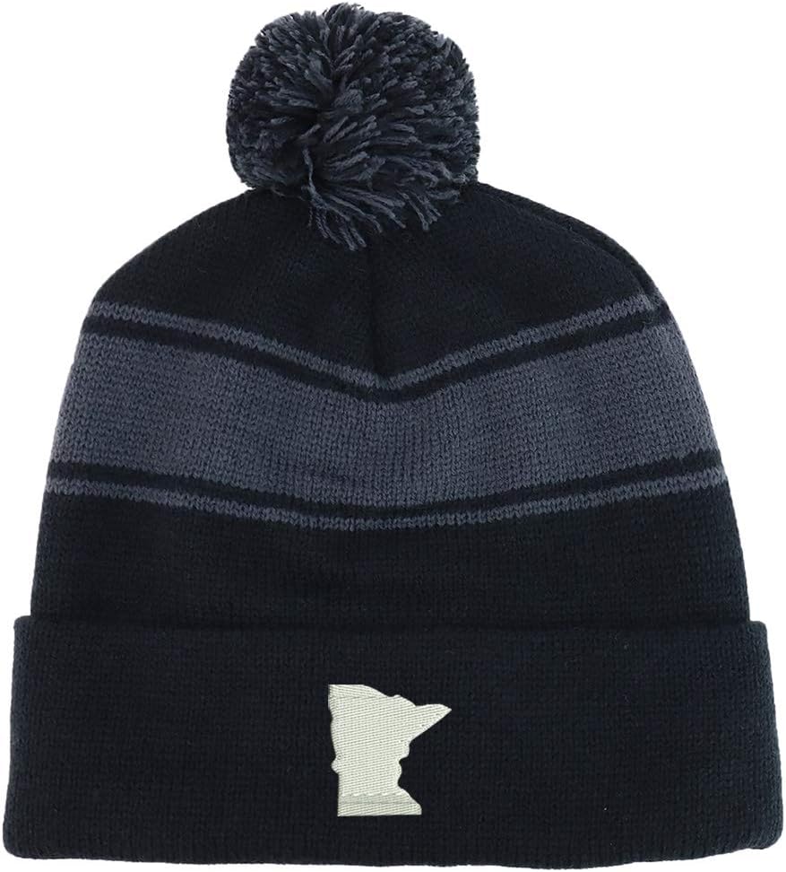 Trendy Apparel Shop Minnesota State Two Tone Pom Striped Long Beanie Hat