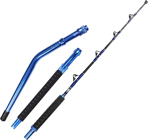 Miniatura 9 de Fiblink 2-Piece Saltwater Offshore Heavy Bent/Straight Butt Trolling Rod Fishing Roller Rod Conventional Boat Deep Sea Fishing Pole
