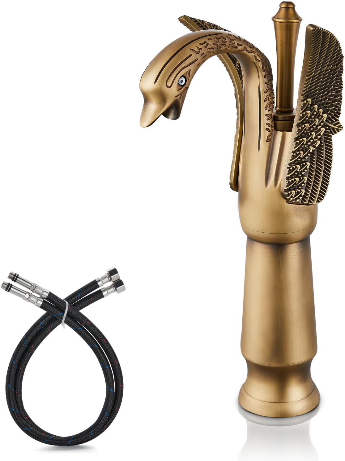 Swan Faucet Bathroom Sink Faucet Antique Brass Bronze Swan Shaped Single Handle One Hole Tall Lavatory Basin Tap Mixer Deck Mount