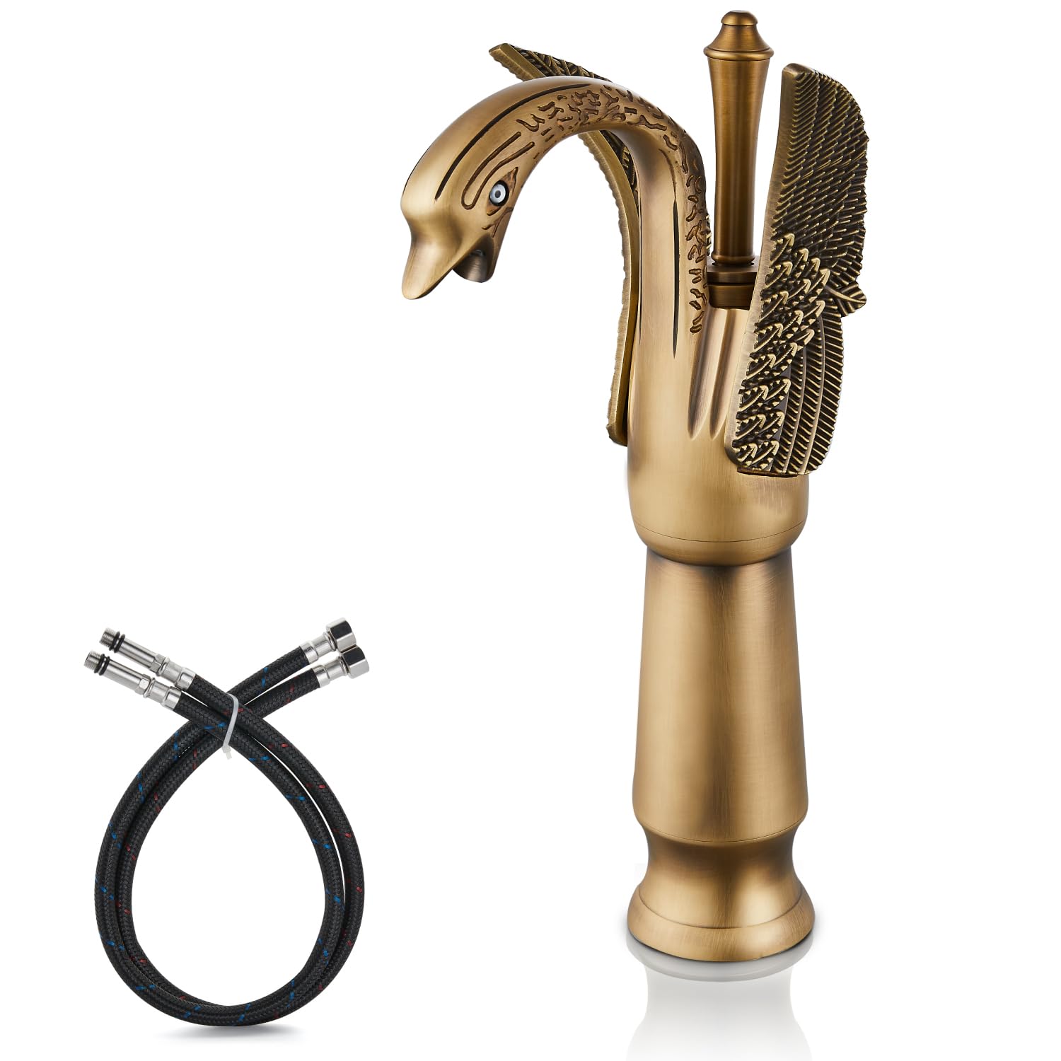 Swan Faucet Bathroom Sink Faucet Antique Brass Bronze Swan Shaped Single Handle One Hole Tall Lavatory Basin Tap