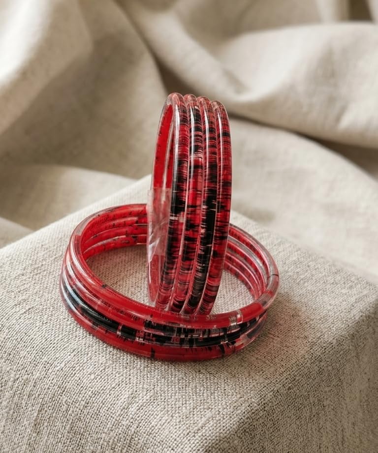 Image of NMII Premium Glass Bangle Set for Women | Multicolor Designer Kangan | Fancy Kanch ki Chudiya | 3D Transparent Chudi Set | Wedding & Festive Occasions Bangles