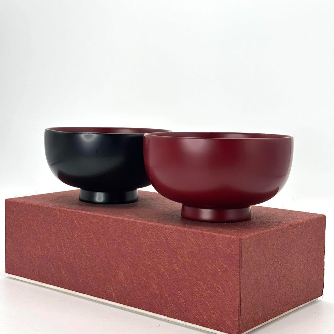 会津塗伝統工芸士 塗師 一富天然木漆器 ペア椀 未使用品【