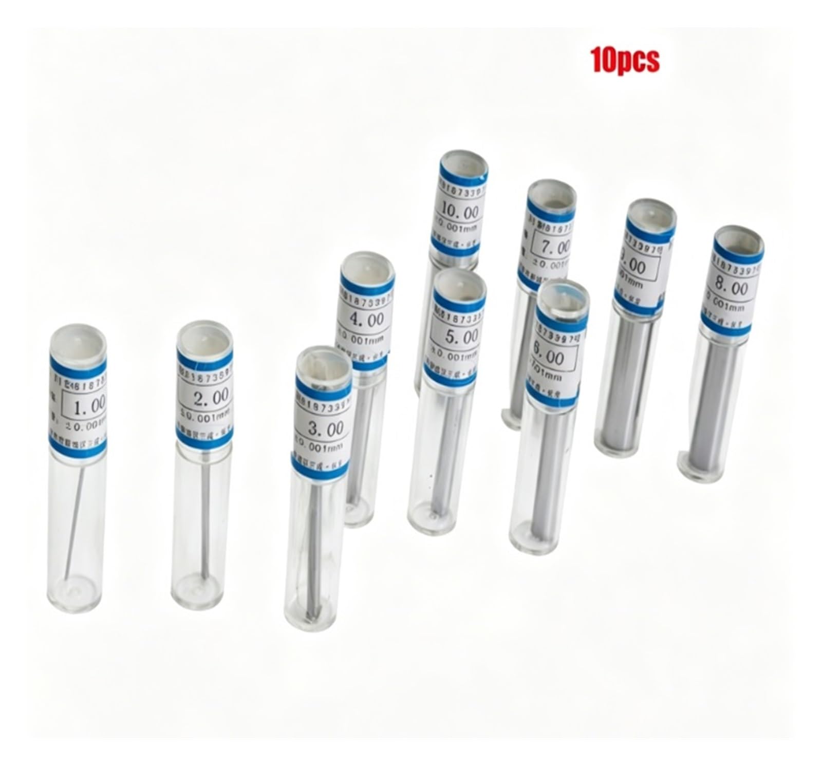 Elementos de fijación con pasador de soporte, Juego de calibre de pasador de acero Gcr15 1-10 mm 10 piezas 0,001 mm