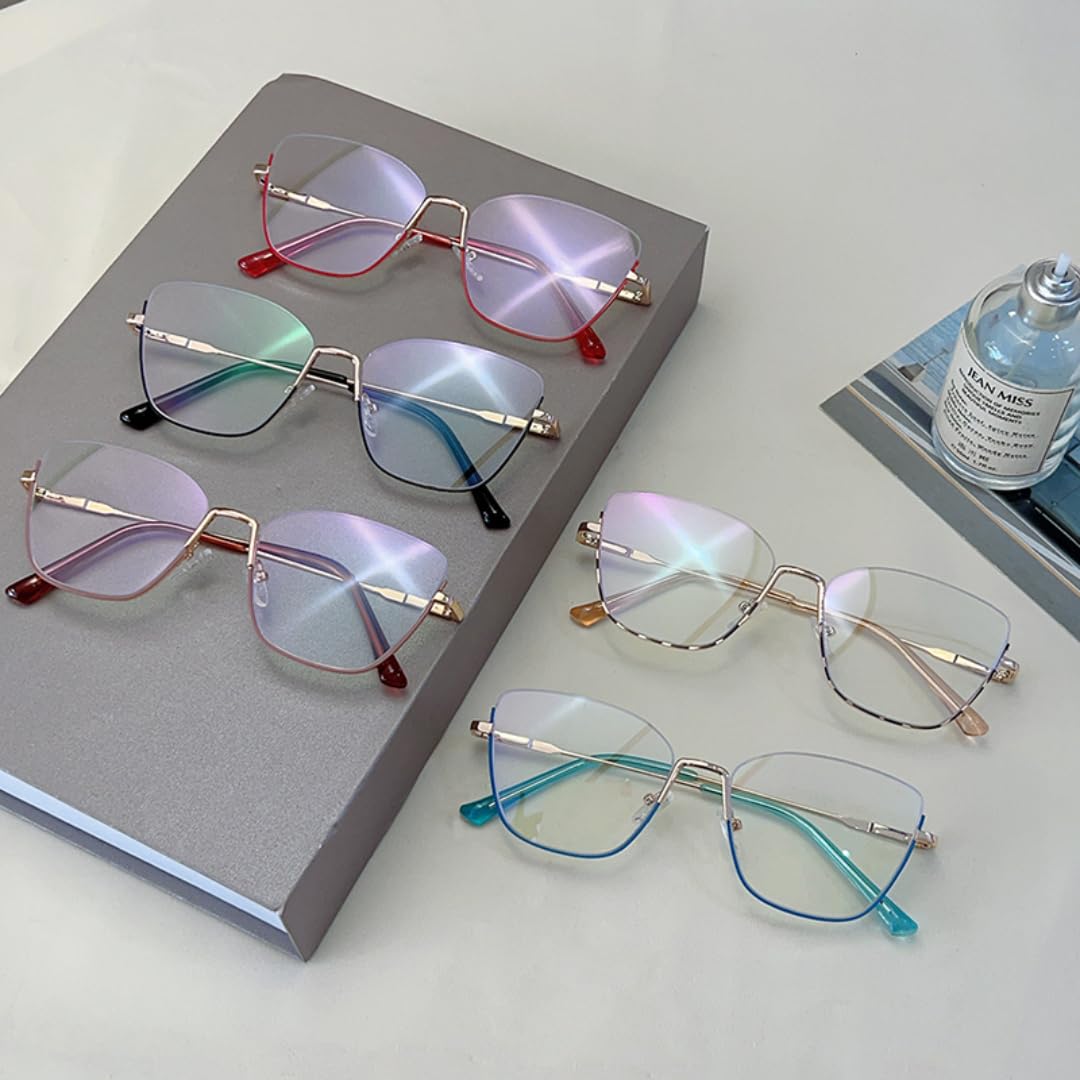 Occhiali da vista vintage semi-rimless da donna alla moda, con blocco della luce blu