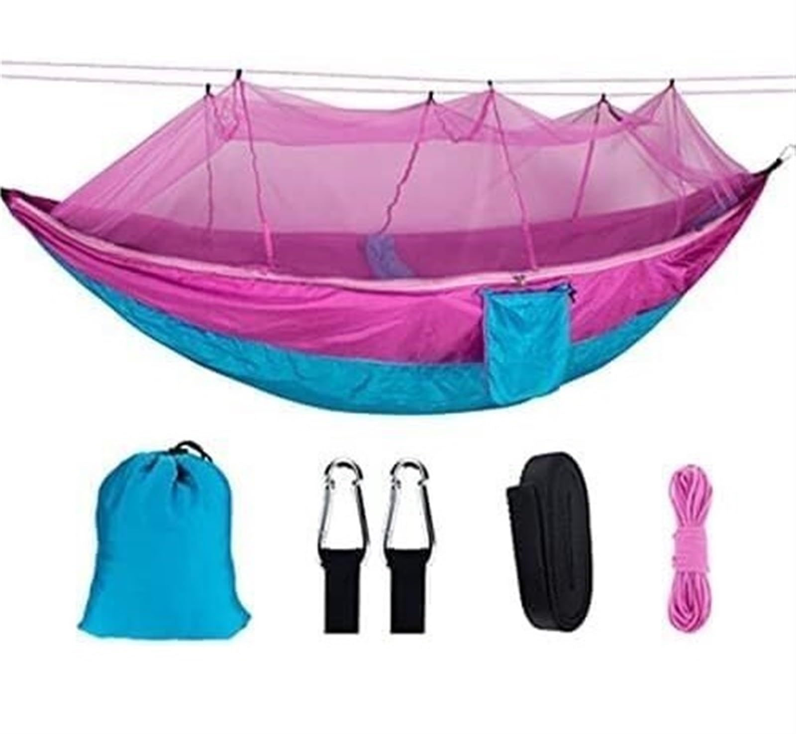 Hängematte - Hammock für Outdoor, Tragbare Hängematten Mit Moskitonetz, Unverzichtbare Campingausrüstung Für Reisen, Wandern, Rucksackreisen, Strand, Terrasse Trekking Set
