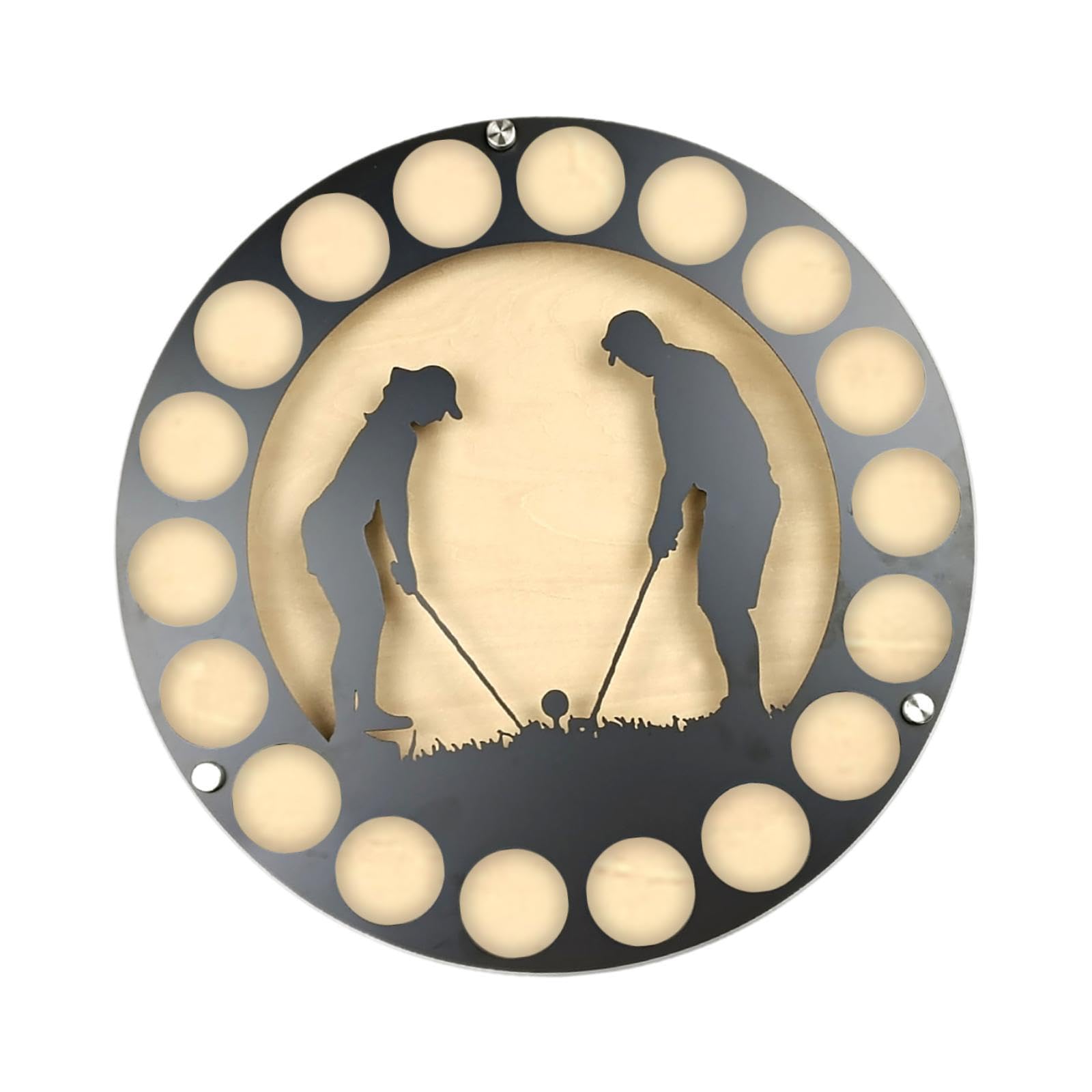 perfk Présentoir de Balle de Golf, étui de Collection de Balles pour 18 Balles de Golf, Balle de Golf En Bois Support de Rangement Mural Suspendu Rond, Style D