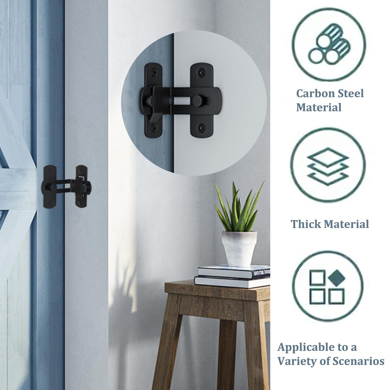 DRUCILA 90 Degree Flip Barn Door Lock,Protect Privacy-Security Gate Latch, Hook Lock Latch for Barn, Sliding Door Antique Lock Gate Latches Wine Cabinet Closet Door Latches.(Black Corner Door Lock) — Amazon image 6