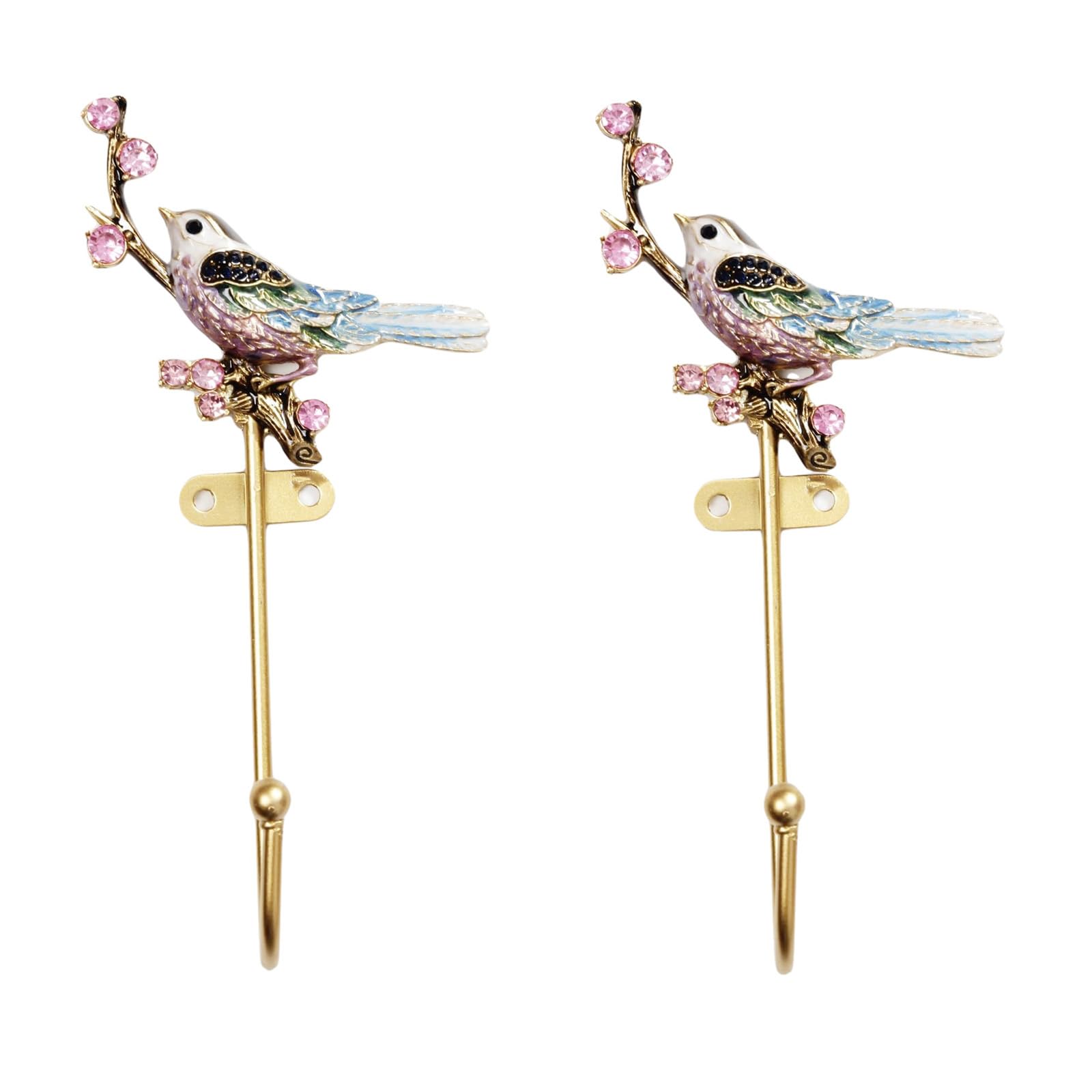 thewense 2 Pack Metal Wall Hooks with Bird Shape, Handmade Vintage Antique Decorative Hangers, Heavy Duty Organizer, Ideal for Hanging Clothes Coats Hats Bags Towels Keys etc