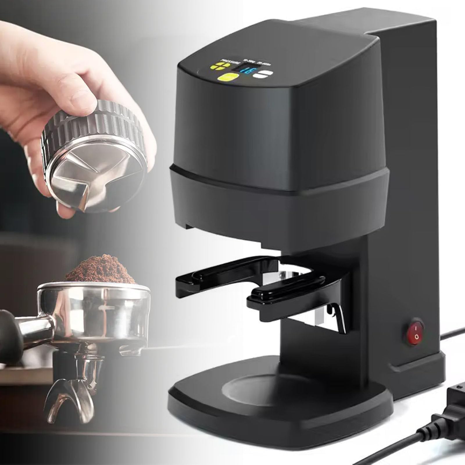 58mm Coffee Tamper - Automatic Bean Powder Press Machine for Expresso - 10-30 KG Adjustable Pressure - Coffee