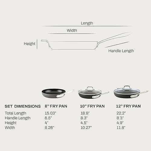 Miniatura 2 de All-Clad HA1 Hard Anodized Nonstick Fry Pan Set – 3-Piece Cookware, 8", 10", 12" Skillets with Lid, Induction Compatible, Oven Safe to 500°F, Lid