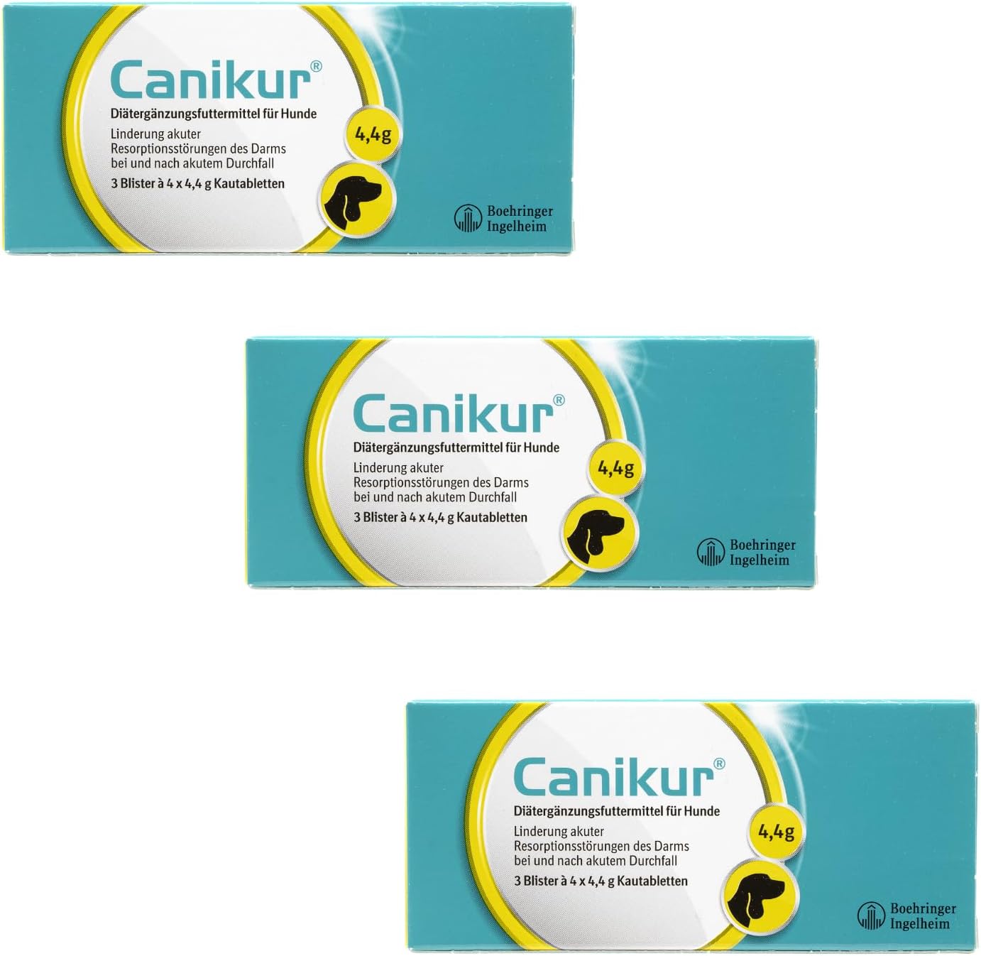 Boehringer Ingelheim Canikur | Pack of 3 | 3 x 3 x 4 Chewable Tablets | Dietary Supplement Food for Dogs | For Regulating Intestinal Function in Diarrhoea Diseases of Dogs