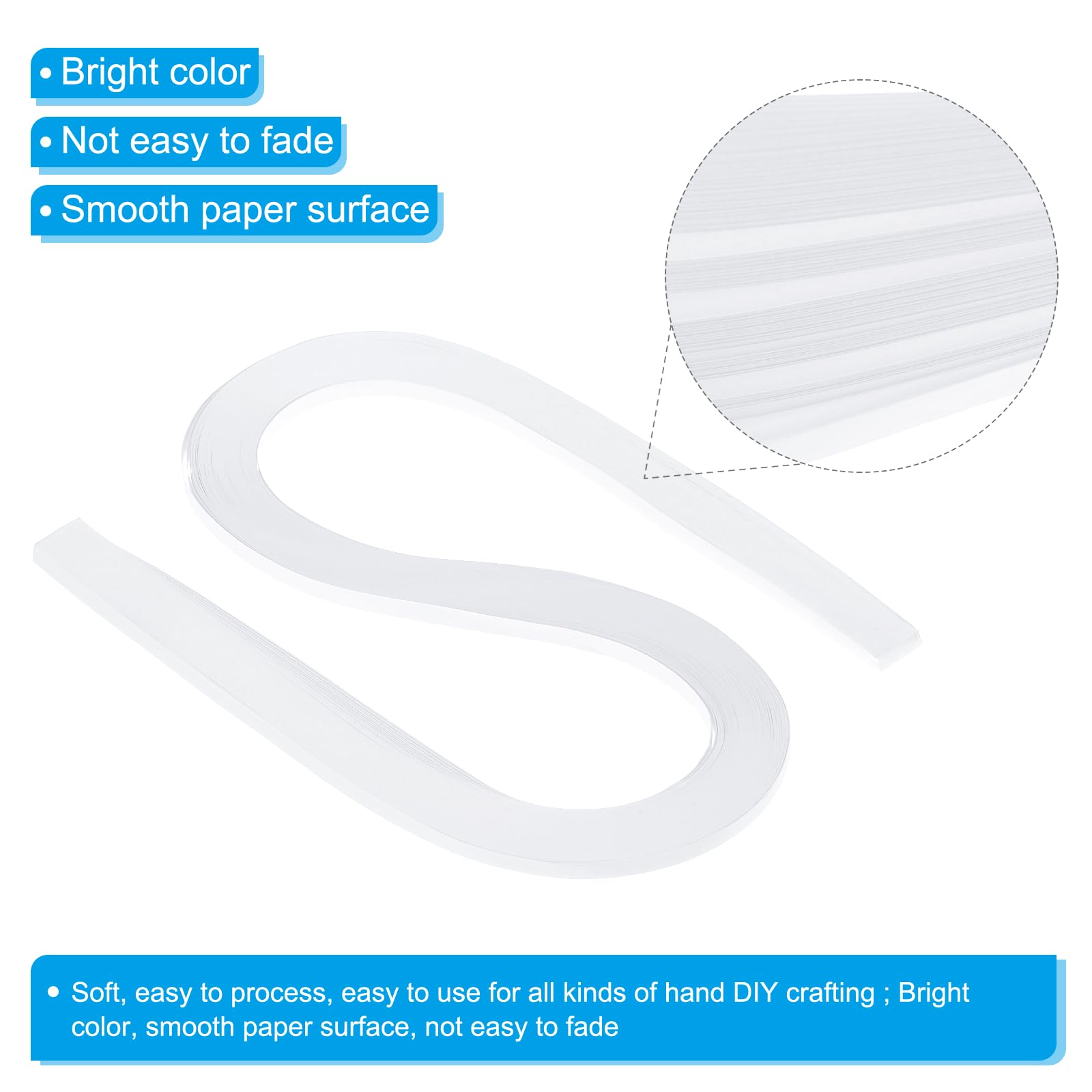PATIKIL 120pcs Quilling Strips Paper 3/16"(5.2mm) 21"(54cm) Origami Paper Quilling Strip for Art DIY Hand Craft Christmas White - Image 3