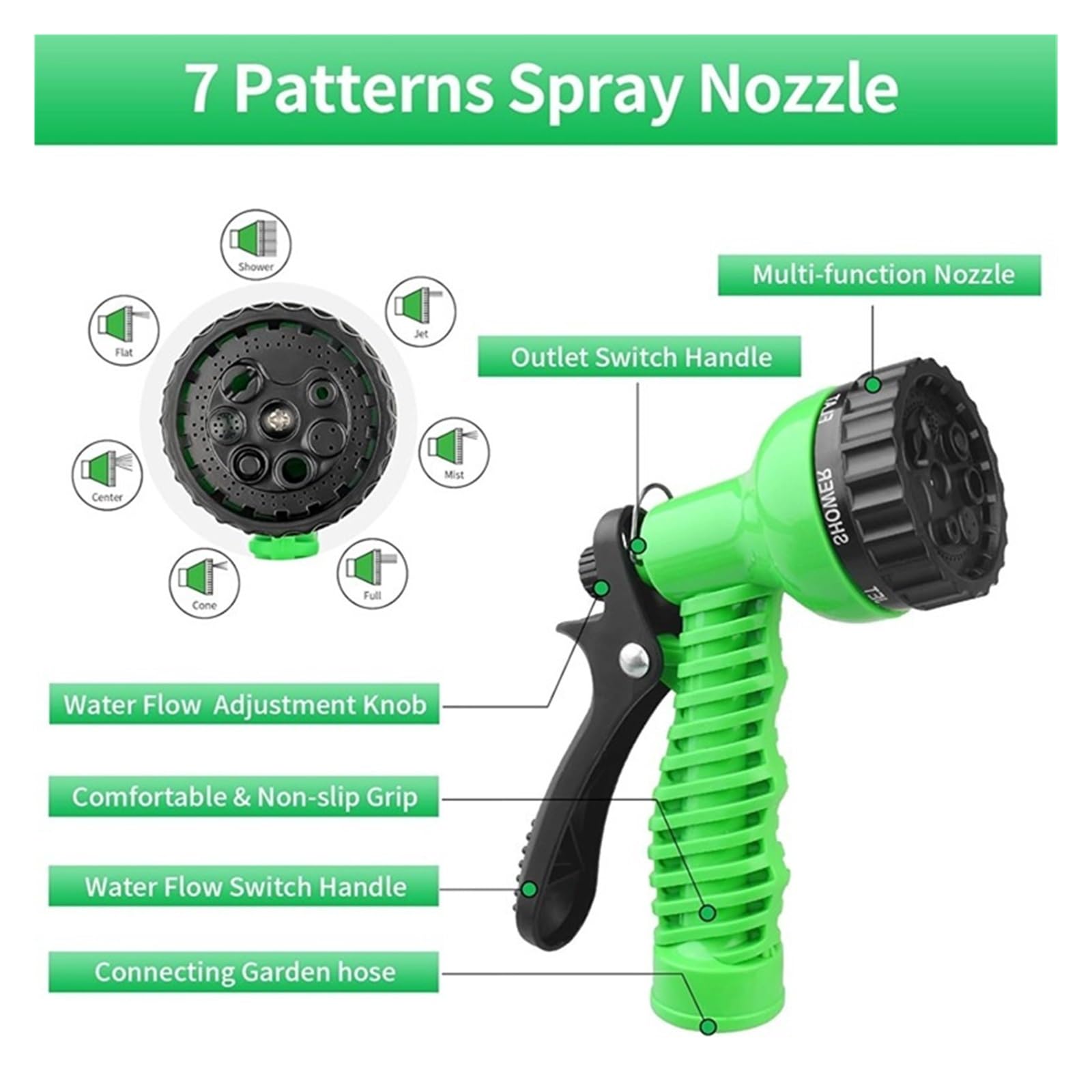 Juego de mangueras de jardín extensibles Pistola de limpieza a alta presión for manguera de jardín, modo de tuberías de agua mágicas for el hogar, herramienta de lavado de autos con pulverización de a