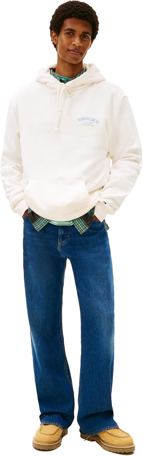 Tommy Jeans mens Medium Weight Hoodie Sweatshirt With Printed Stacked Back Graphic - Image 3