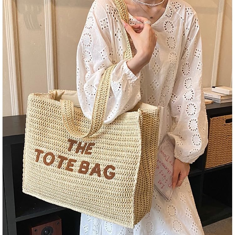 Bolso tote tejido para mujer, grande, playa miniatura 3