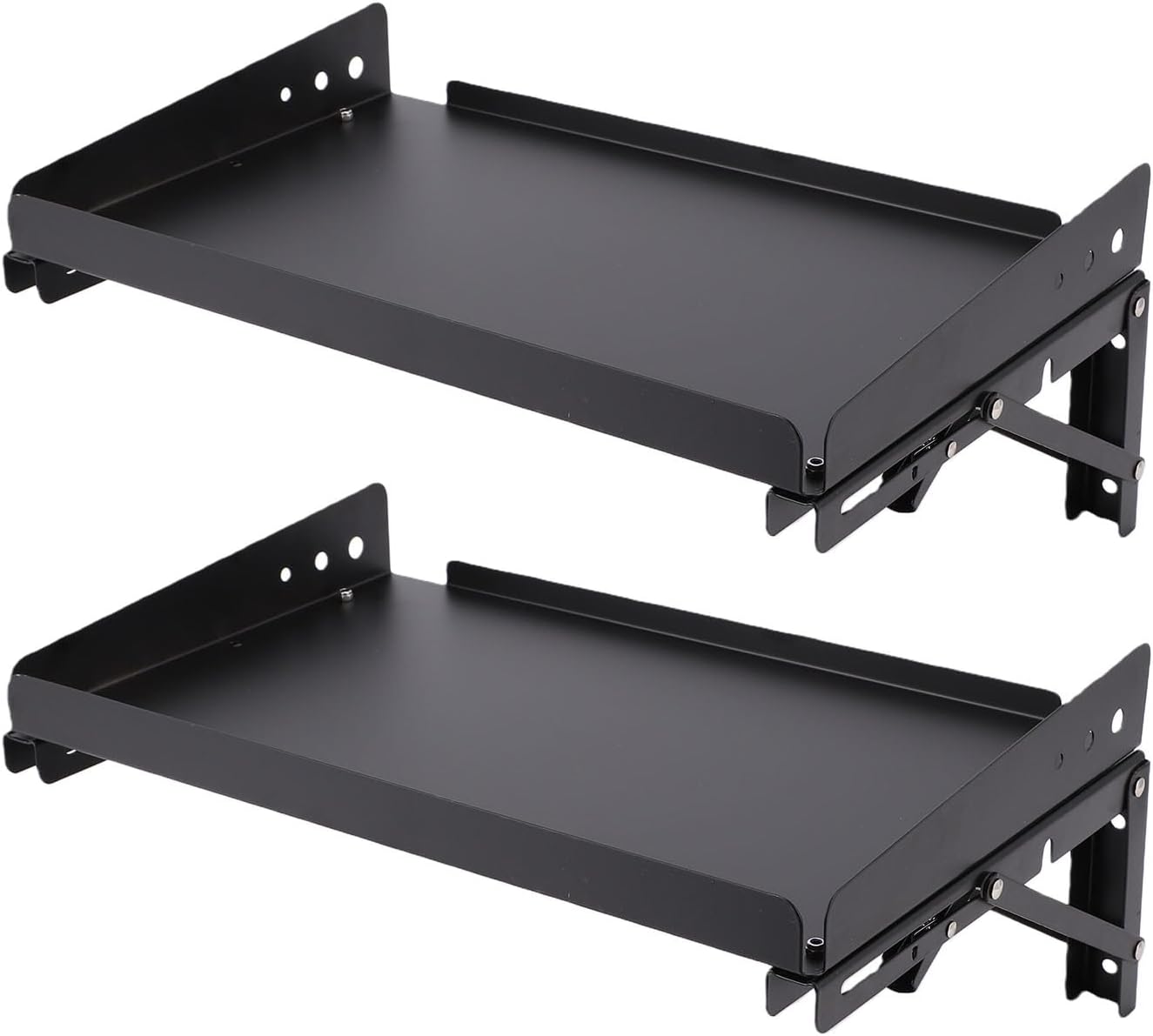 Diydeg 2 Pack Storage Shelf, Wall Mounted Heavy Duty Metal Shelves, Folding Storage Rack with Adjustable Rail and 100 Lbs Weight Securely for Garage, Workshop, Kitchen and Office