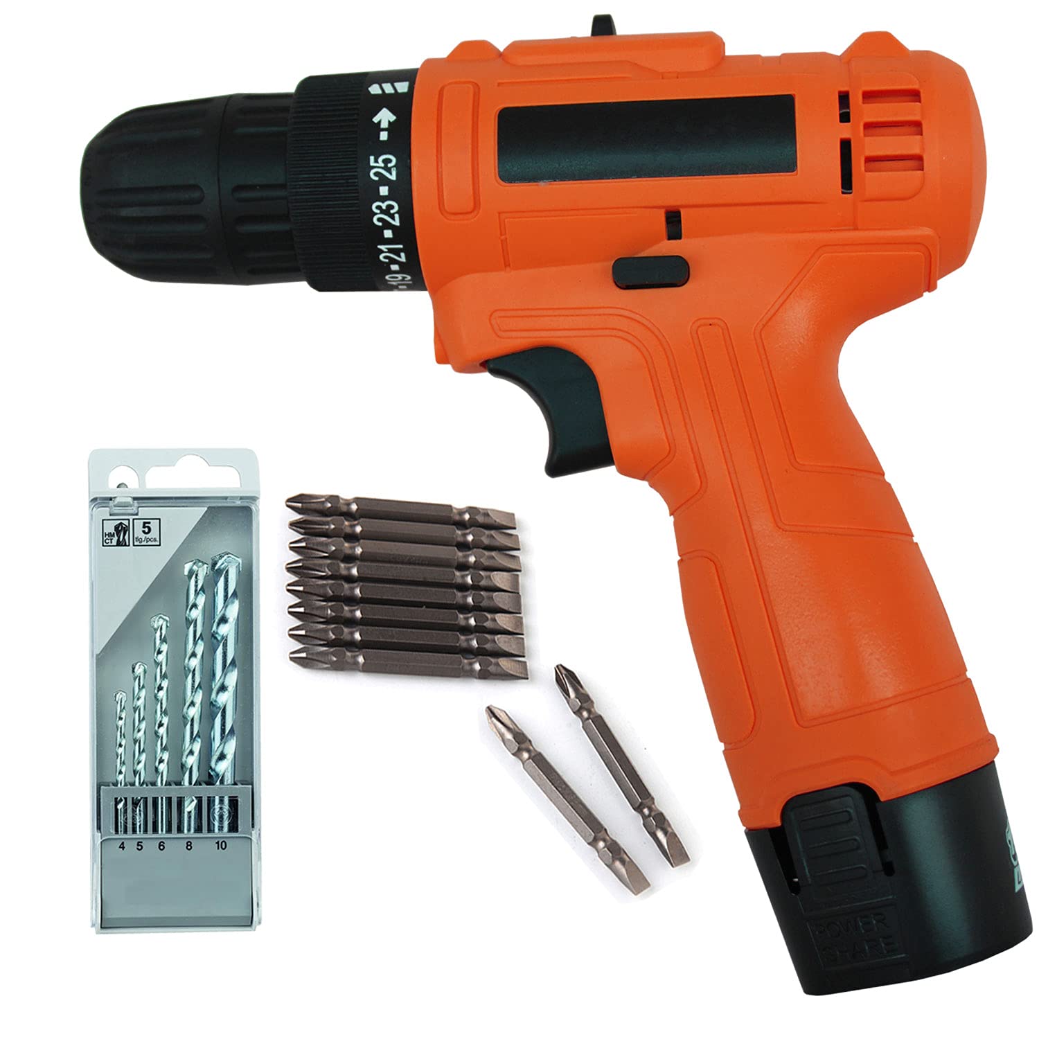 Shoppingekart Cordless 12V 10Mm Multipurpose Auto Car Electric Screwdriver Machine Drill Adapter With Ph2(+/-) 10Pcs Bits And 5 Pcs Hss Drill Bit Set (Multi, Plastic, Compact) (B091Z56NG5) Amazon Price History, Amazon Price Tracker