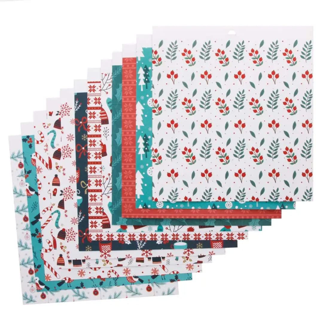 Baker Ross FC214 Christmas Printed Paper - Pack of 48, Creative Art Supplies for Kids, Ideal for Craft Activities and Make Your Own Decorations