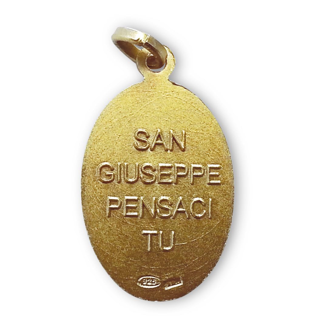 SHALOM - Médaille Saint Joseph En Argent 925 Humide Or. Hauteur 2,2 Cm