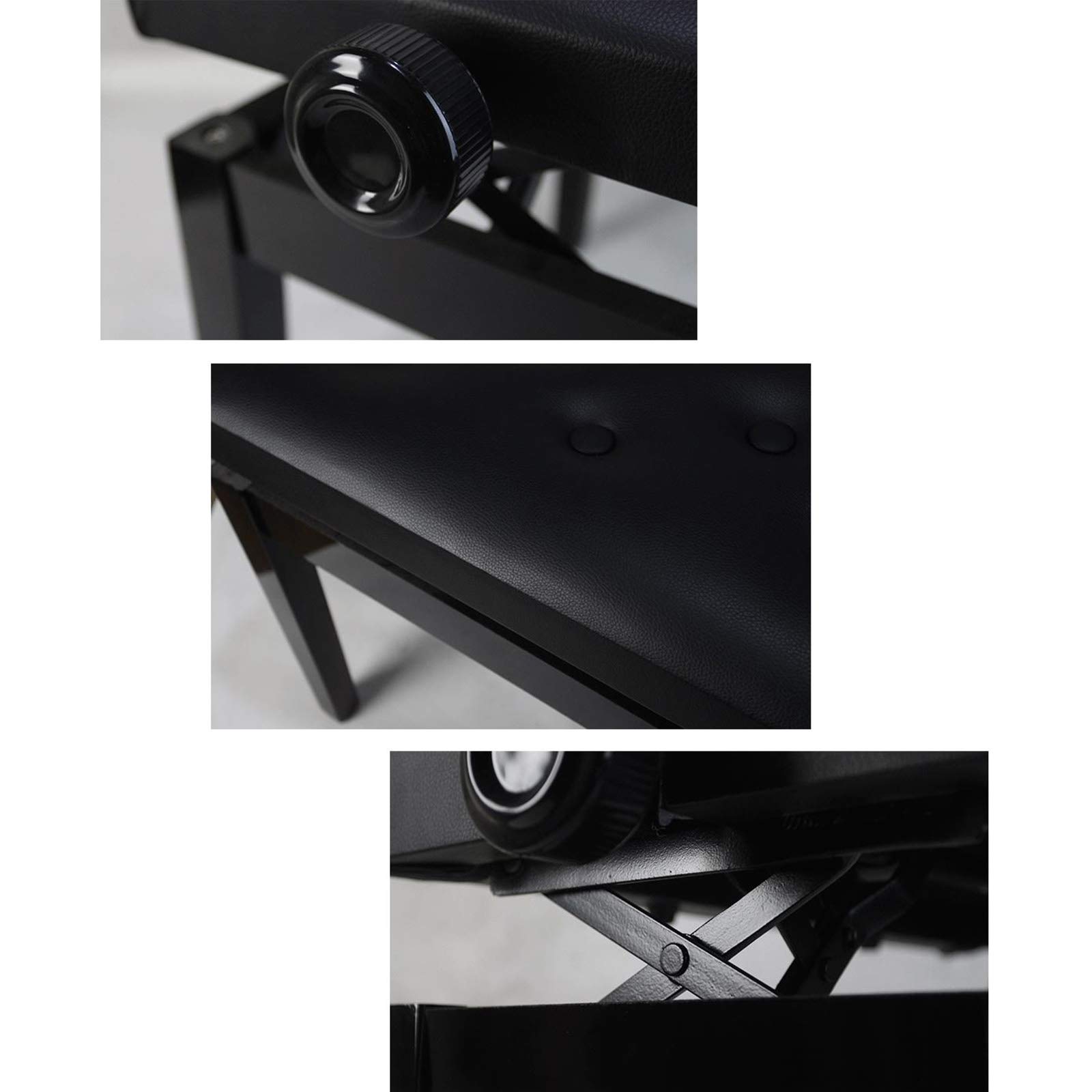 Klavierbank, Klavierbank aus Leder, Klavierhocker, 1-Personen-Klavierbank aus Holz, verdickt, höhenverstellbar, gepolsterte Klavierbank, elektronischer Klavierhocker, schwarzer Klavierhocker