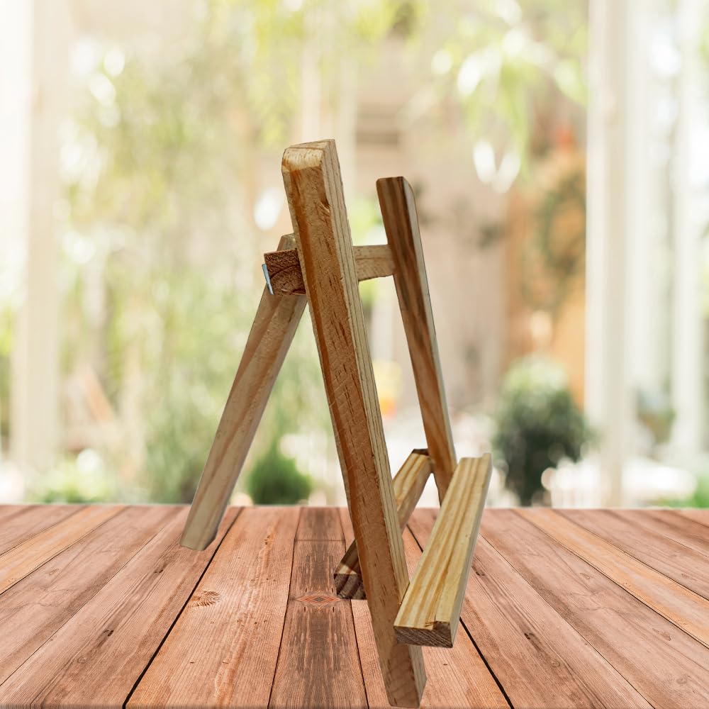 Wooden Tabletop Display Easel, Small Art Stand, Natural Wood A4 Size (22x28 cm) for Advertising, Exhibition, Book Stand, Mobile, Tablet Holder etc. 2
