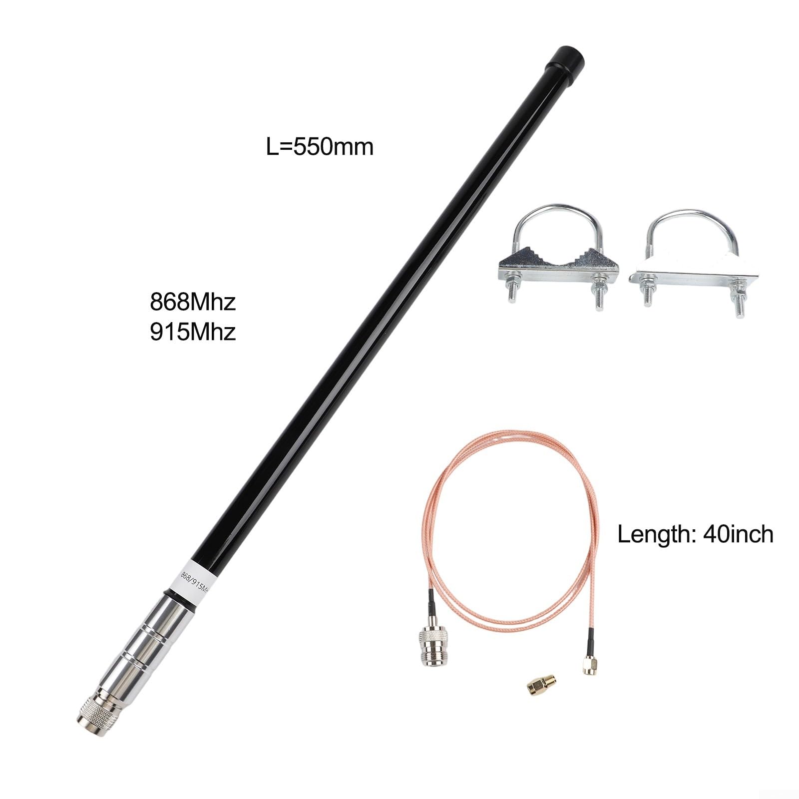 Resistente alle intemperie per lora 55 cm per elio, resistente alle intemperie per lora | Gamma di frequenza 860-930 MHz, polarizzazione verticale, impedenza 50 Ohm, VSWR ≤ 1,5, ideale per lungo raggio
