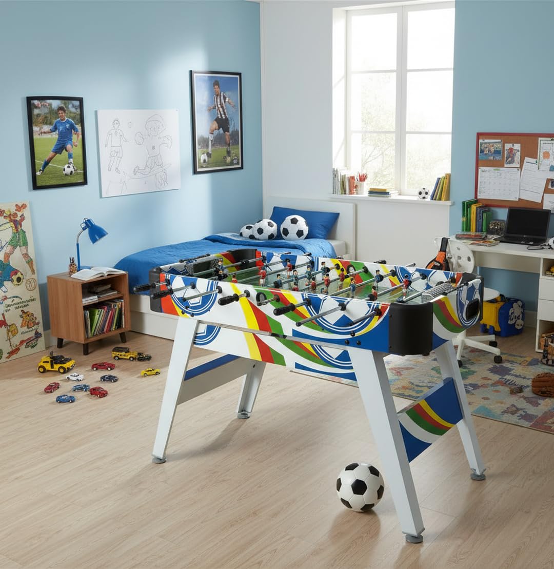 Baby-Foot Fun en Bois 119,5x60,5x81,5 cm avec Pieds Réglables