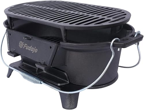 Miniatura 4 de Parrilla Hibachi de hierro fundido  Barbacoa de carbón portátil para cocinar al aire libre, sartén de mesa duradera, cocina compacta de carbón para